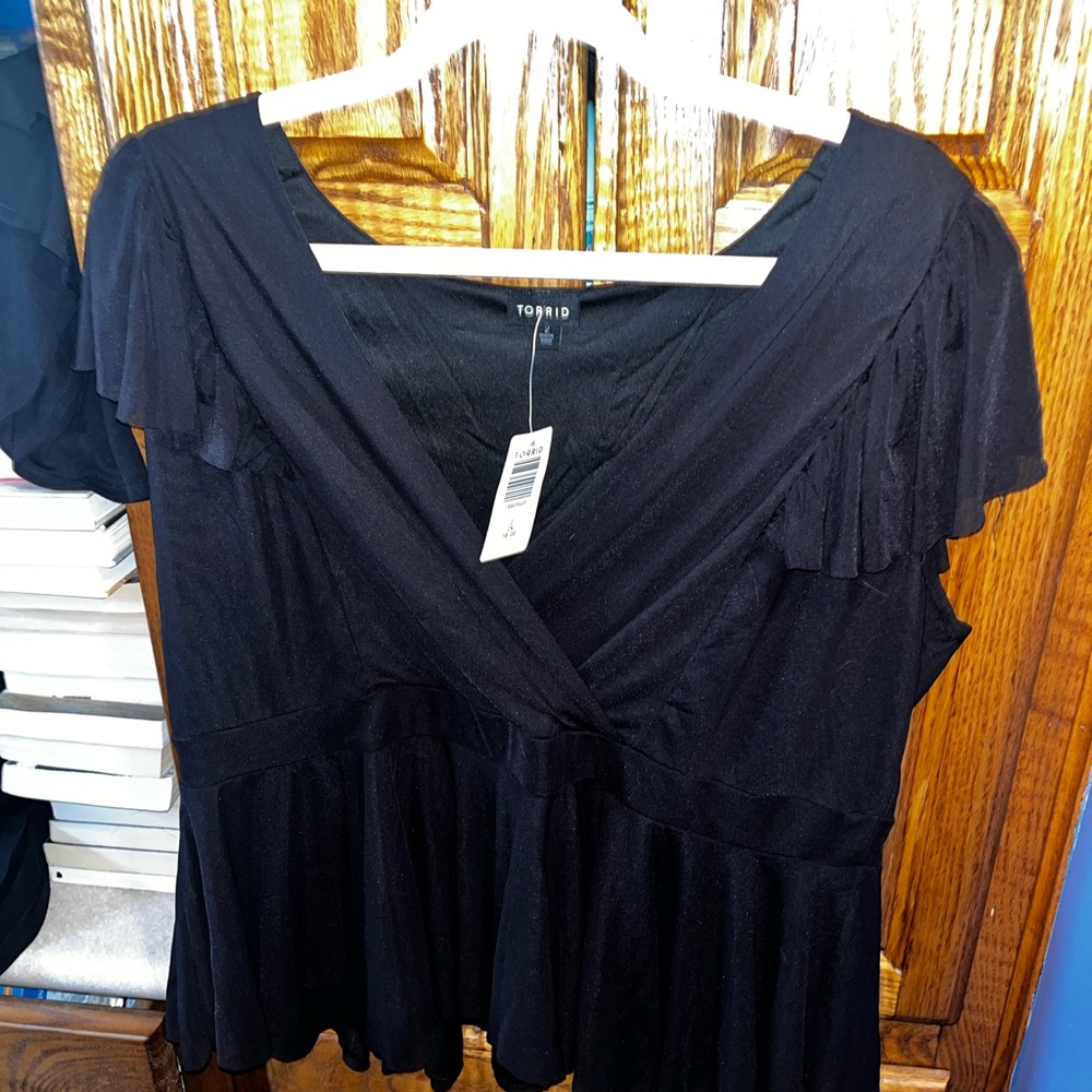 Torrid Black Flutter Sleeve Blouse
